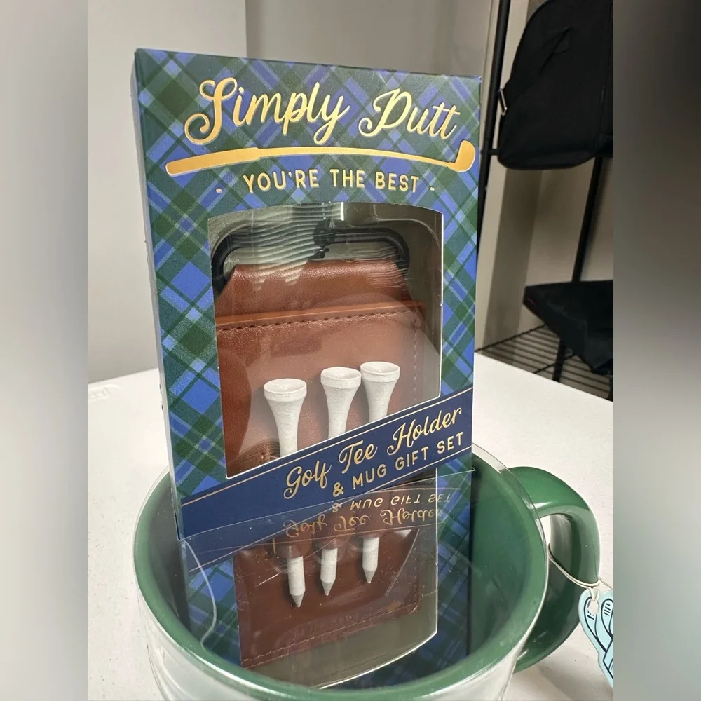 New! Eccolo Green Ceramic “Tee-rific Papa” Golf Tee Holder &‎ Coffee Mug